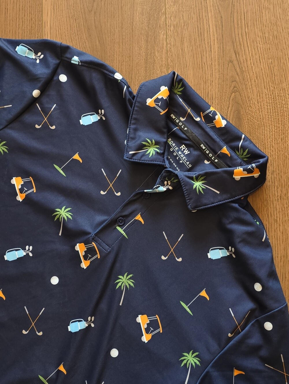 Rorie Whelan - Golf Print Performance Polo - XL - Navy